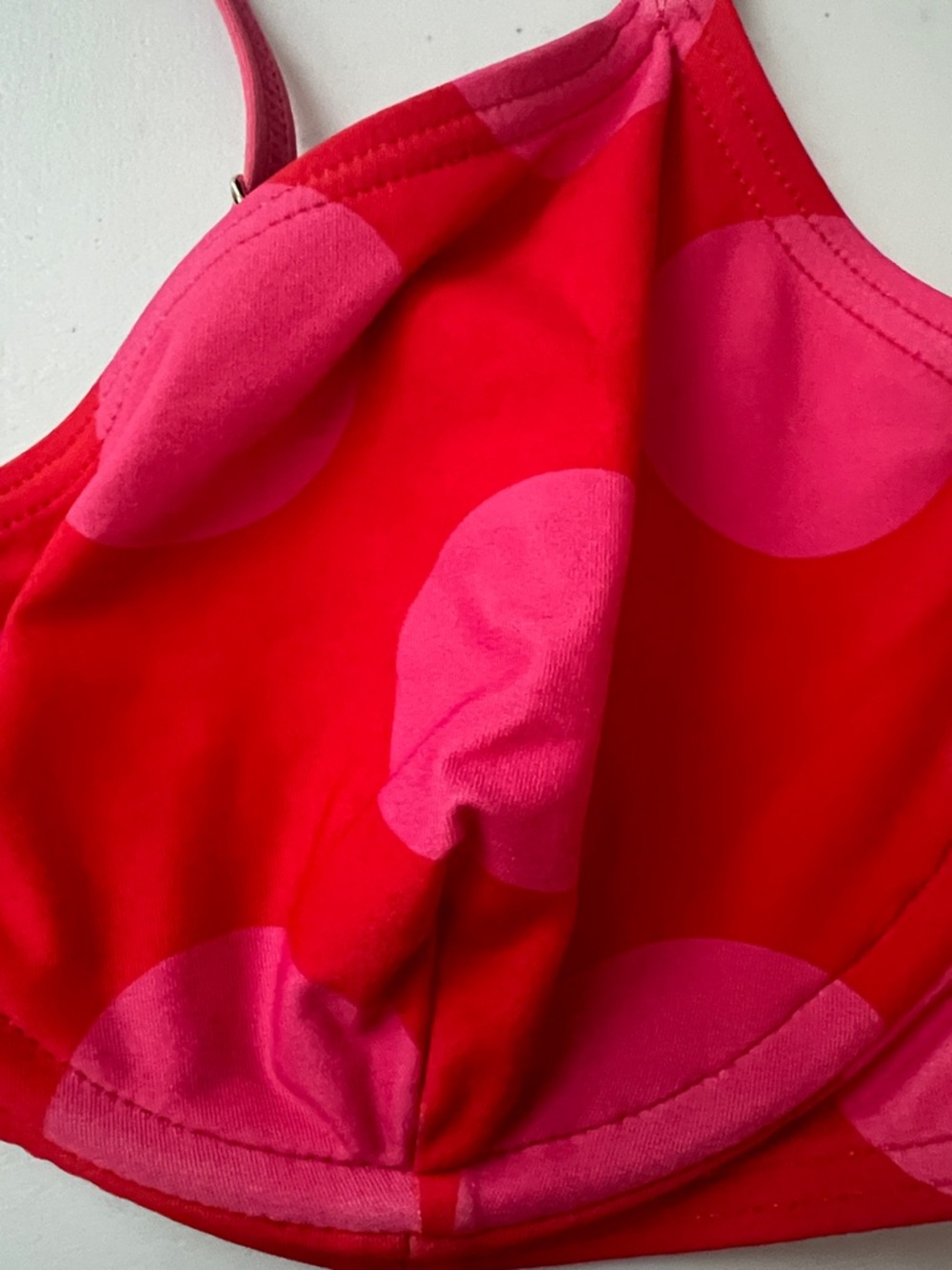 Kate Spade Flame Scarlett Polka Dot Bikini Top Large NWT Underwire Pink Red - Picture 5 of 10